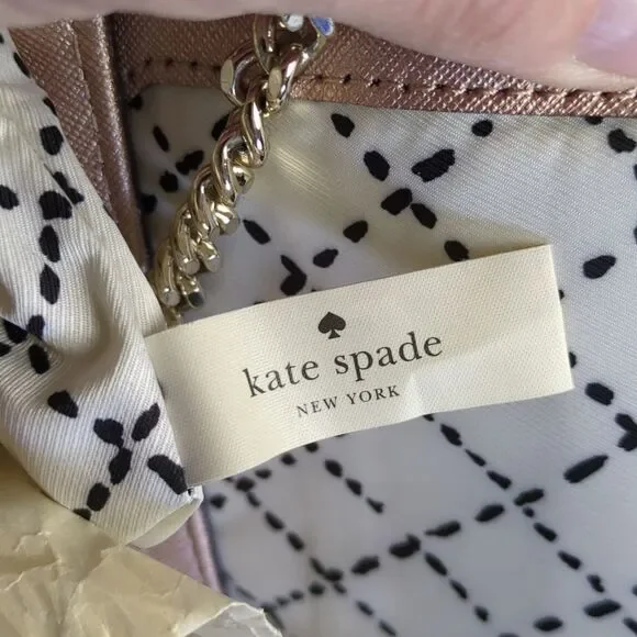 Kate Spade Greer Laurel Way Crossbody Bag Rose Gold Saffiano Leather - Picture 12 of 15